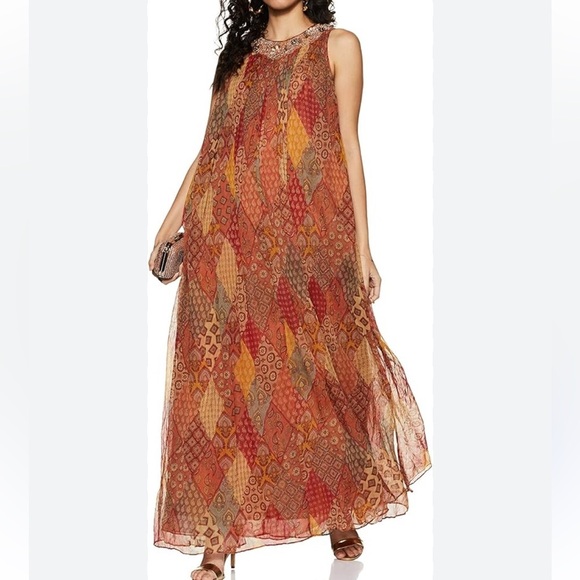 Soft Surroundings Vanessa Maxi Dress Kaftan Small Boho Summer Casual Embellished - Picture 3 of 12